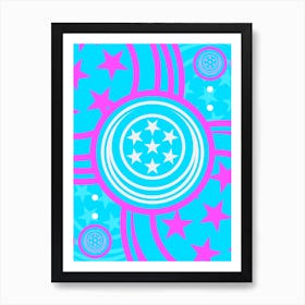 Geometric Glyph Abstract in White and Bubblegum Pink and Candy Blue n.0077 Art Print