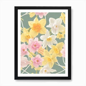 Daffodils Pastel Floral 2 Flower Art Print