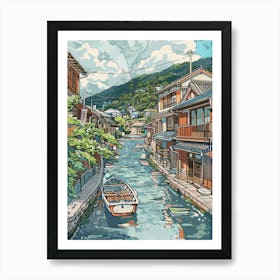 Otaru Japan 2 Retro Illustration Art Print