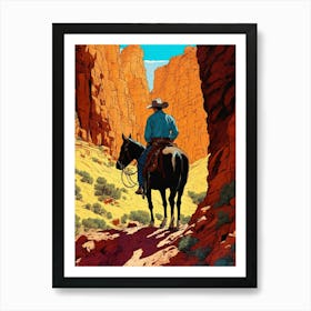 Cowboy In The Desert Art Print