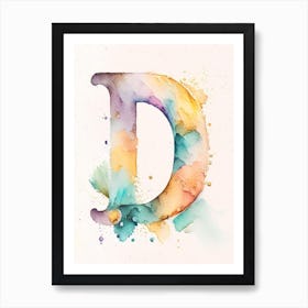 D, Letter, Alphabet Storybook Watercolour 1 Art Print