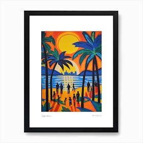 Copacabana Rio De Janeiro Matisse Style 5 Watercolour Travel Poster Art Print