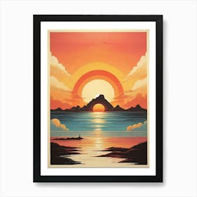 Sunset Over The Ocean art print Art Print