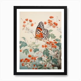 Butterfly In The Wild Japanese Style Painting Art Print