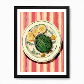 A Plate Of Artichoke Top View Food Illustration 3 Art Print