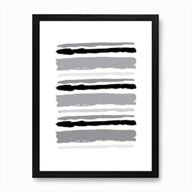 Black and Grey Abstract Stripes Art Print