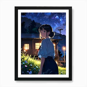 anime night sky 1 Art Print