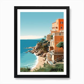 Abstract Illustration Of Sorrento Back Beach Australia Orange Hues 3 Art Print