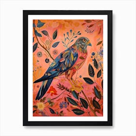 Floral Animal Painting Hawk 1 Art Print