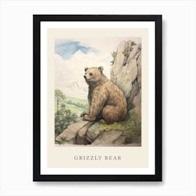 Beatrix Potter Inspired  Animal Watercolour Grizzly Bear 1 Art Print