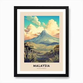 Mount Kinabalu Malaysia Vintage Hiking Travel Poster Art Print