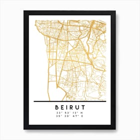 Beirut Lebanon City Street Map Art Print