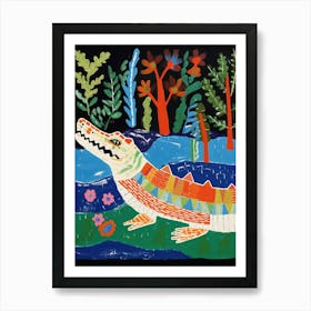 Maximalist Animal Painting Crocodile 2 Art Print