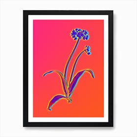 Neon Spring Garlic Botanical in Hot Pink and Electric Blue n.0428 Art Print