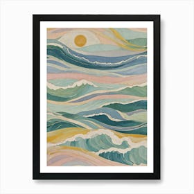 Sun And Waves In Pastel Affiche