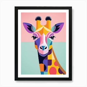 Colourful Giraffe Portrait Art Print