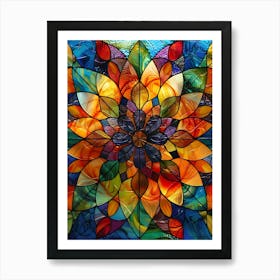 Colorful Stained Glass Flowers 24 Art Print