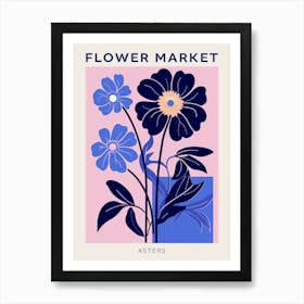 Blue Flower Market Poster Asters 2 Art Print