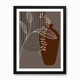 Plants Vase Leaves Botanical Art Print