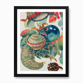 Hermit Crab Vintage Graphic Watercolour Art Print