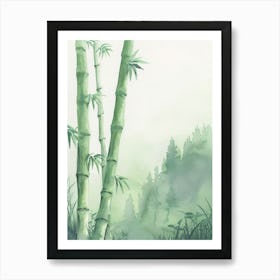 Bamboo Tree Atmospheric Watercolour Painting 1 Art Print