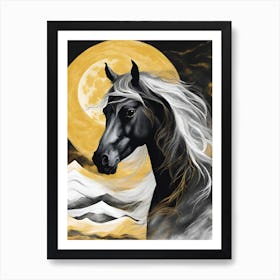 Horse In The Moonlight 15 Art Print