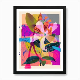 Honeysuckle 2 Neon Flower Collage Art Print