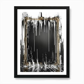 Black Frame With Dripping Paint Art Print