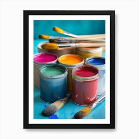 Paints And Brushes Art Print