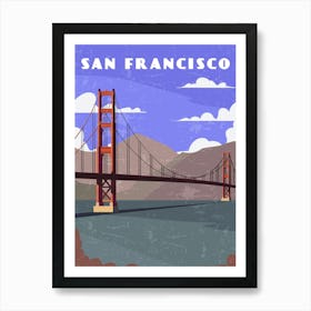 San Francisco, California, USA - Retro travel minimalist poster Art Print