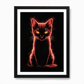 Cat In Flames Art Print