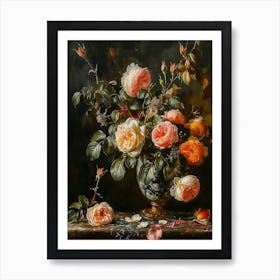 Baroque Floral Still Life Rose 6 Art Print