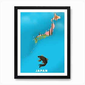 Japanese travel Map Art Print