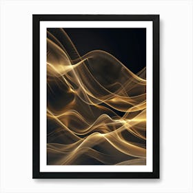 Abstract Golden Waves Art Print