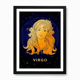 Virgo — Zodiac golden sign Art Print