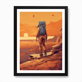 Hiker In The Desert Art Print