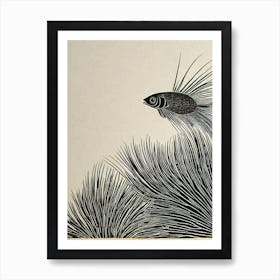 Quillfish Linocut Art Print