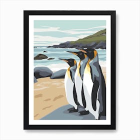 King Penguin Boulders Beach Simons Town Minimalist Illustration 3 Art Print