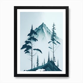 Mountain And Forest In Minimalist Watercolor Vertical Composition 227 Art Print