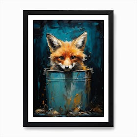 Scavenger Fox Blue Painting 5 Art Print