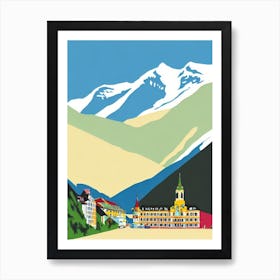 Bad Gastein, Austria Midcentury Vintage Skiing Poster Art Print