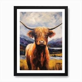 Close Impressionism Style Painting Of Highland Cow Art Print