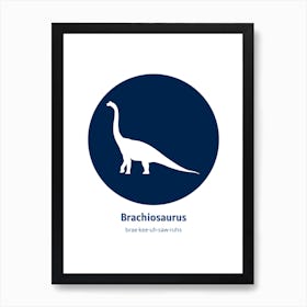 Dinosaur Brachiosaurus Blue Nursery Art Print