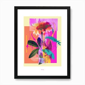 Daisy 4 Neon Flower Collage Poster Art Print