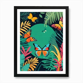 Colourful Butterfly Jungle v3 Art Print