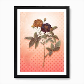 Van Eeden Rose Vintage Botanical in Peach Fuzz Polka Dot Pattern n.0112 Art Print