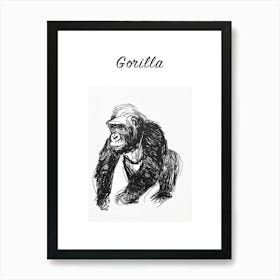 B&W Gorilla Poster Art Print