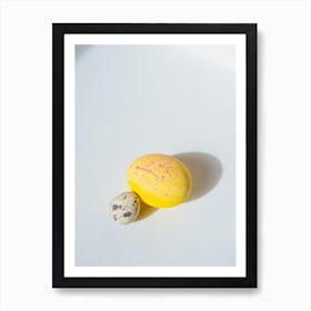 Two Eggs On A White Surface Art Print