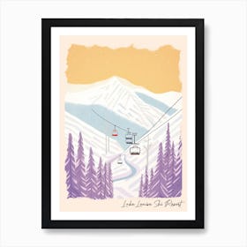 Poster Of Lake Louise Ski Resort   Alberta, Canada, Ski Resort Pastel Colours Illustration 1 Art Print