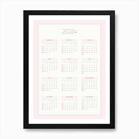 2024 Calendar pink Art Print